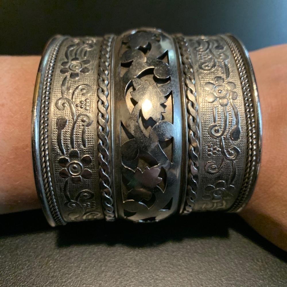 Silver Carved Cuff